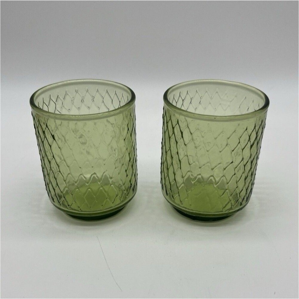 Vintage Green/Avocado Snakeskin Glassware, Set of 2